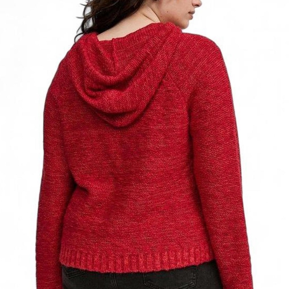 Torrid Sweater Sz 1XL Textured Boxy Hoodie Cozy Red Knitted 100% Cotton Pullover - Picture 2 of 7
